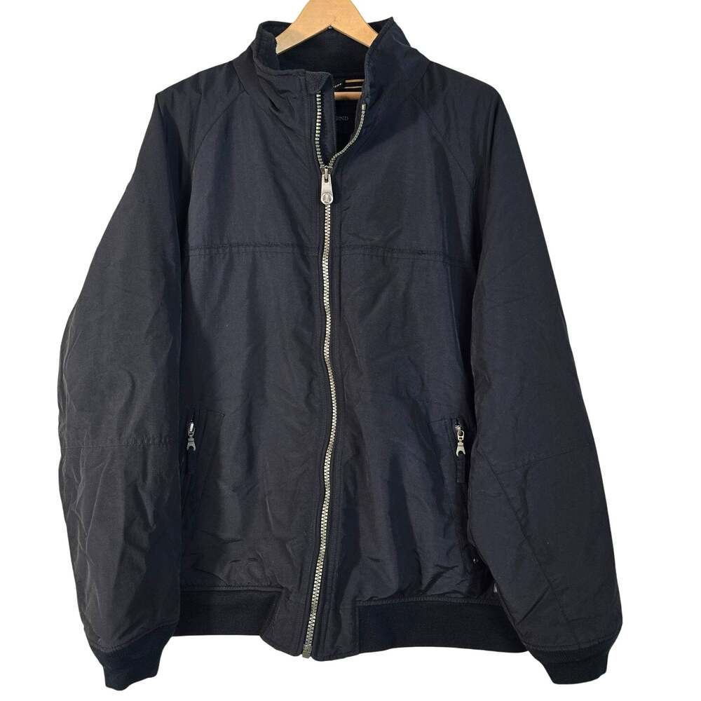 Lands End Squall Jacket Men's XXL Black Fleece Lined Outdoors Nautical Utility